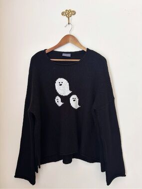 Wooden Ships Black Mini Ghost Mohair Wool Pullover Sweater Medium Large
